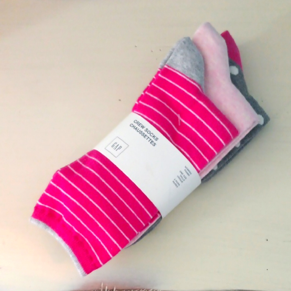 * 3-Pack of GAP Casual Socks Pink and Gray Spots and Stripes